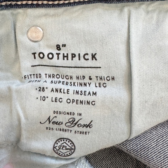 J. Crew 8” Toothpick High Rise Blue Women’s Jeans (34) - Picture 7 of 8